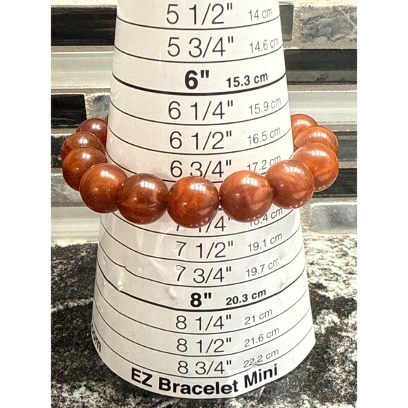 Red Jasper Colored Beaded Stretch Bracelet For Women/Men - Picture 2 of 3